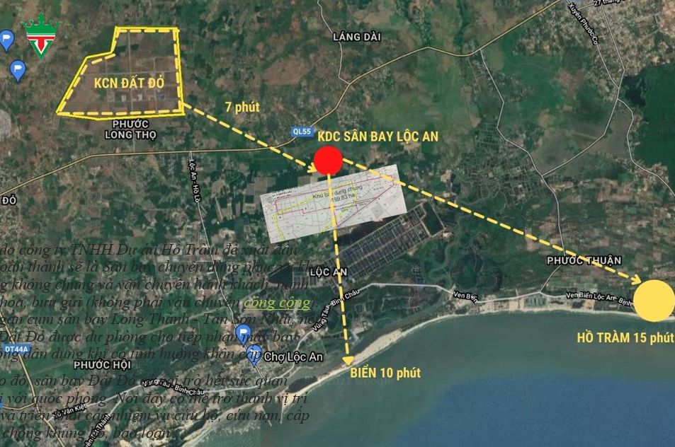 Từ khu dân cư Đất Đỏ dễ dàng kết nối tới sân bay Lộc An