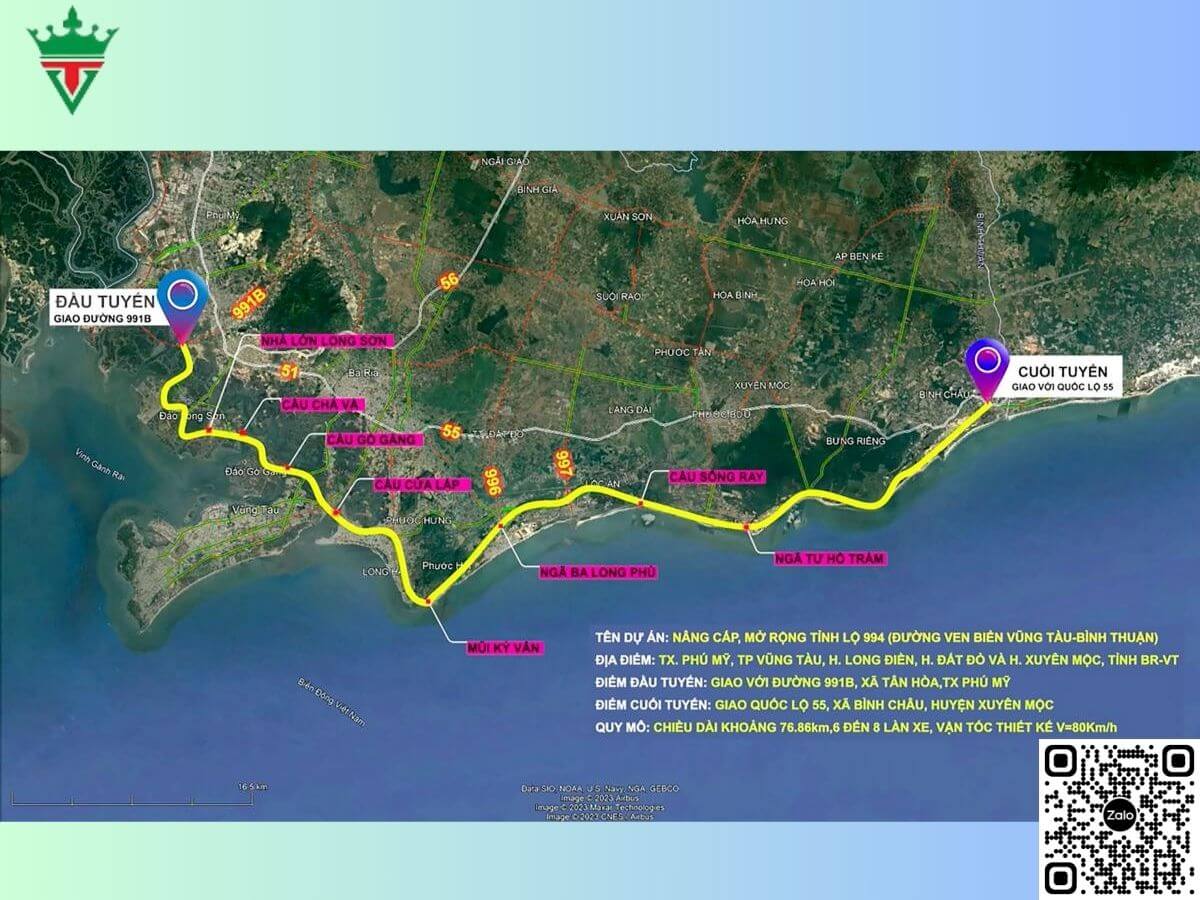 Đường ven biển ĐT 994 kết nối Phú Mỹ đến Xuyên Mộc Đường ven biển ĐT 994 kết nối Phú Mỹ đến Xuyên Mộc