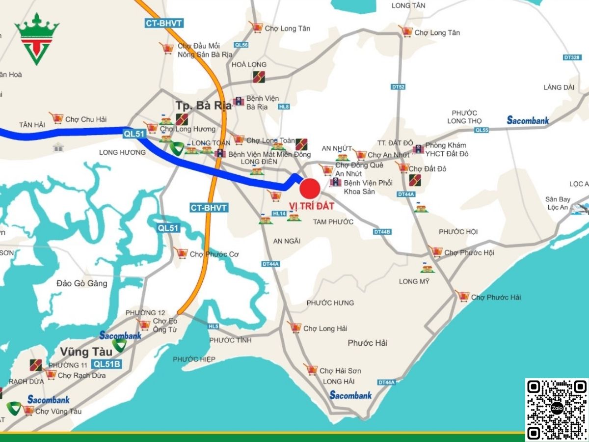 Vị trí Khu Dân Cư Tam Phước nằm ngay Ngã 6 - Tam Phước, Long Điền, Bà Rịa - Vũng Tàu